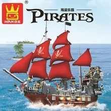 Model building kits compatible with lego city Pirates ship king 3D blocks Educational model building toys hobbies for children