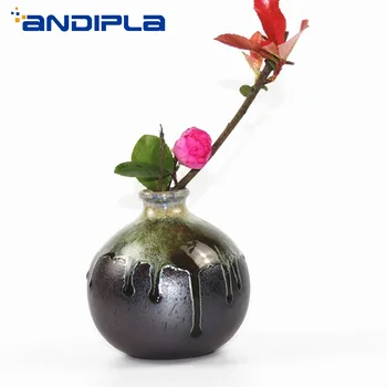 

Zen Japanese Style Flower Arrangement Hydroponics Vase Vintage Coarse Pottery Flowerpot Vase Ceramic Containers Hotel Decoration