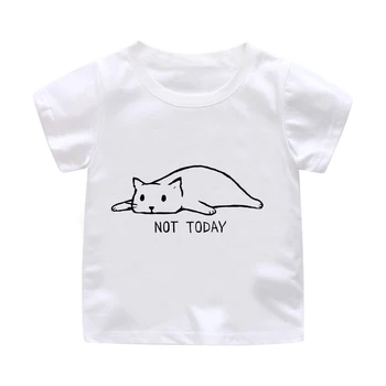 

ZSIIBO 2019 New Cute Cat Letter Printing T-shirt Boy Girl O-Neck Short-Sleeved Summer T-shirt Top Casual Fashion T-shirt