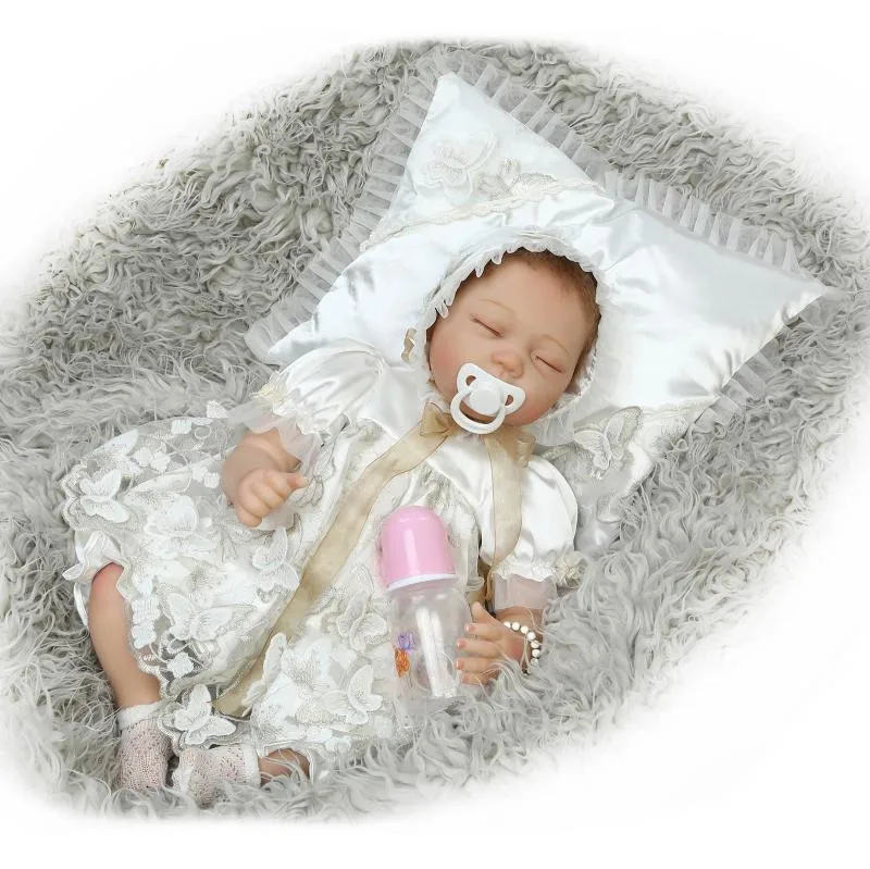 Hot 55cm Soft Body Silicone Reborn Baby Dolls Toy For Girls Exquisite Sleeping Newborn Babies Bedtime Toy Birthday Gift  Bonecas