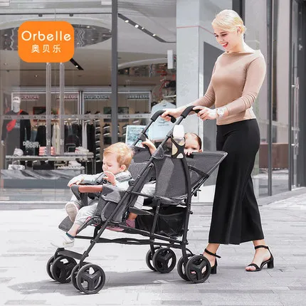  Twin baby strollers can sit reclining four-wheeled baby stroller shock absorber easy foldable