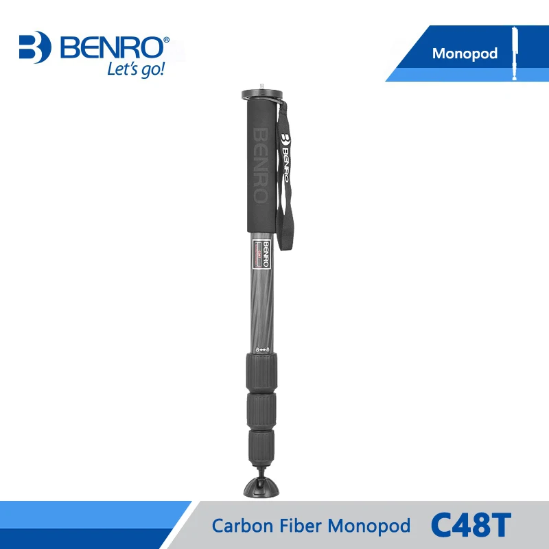 

BENRO C48T Monopod Professional Carbon Fiber Monopods For Camera Without 3-Leg Locking Base 4 Joint Max Load 20kg DHL Free