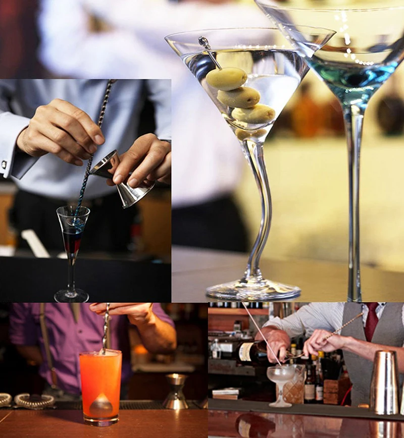 30cm (12Inches) Stainless Steel Cocktail Spoon Mixing Spoon, Spiral Pattern Bar Cocktail Shaker Spoon