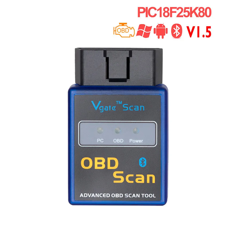 ELM327 V1.5 PIC18F25K80 чип OBD2 считыватель кодов Bluetooth J1850 выключатель питания ВКЛ./ВЫКЛ. 12 В OBDII ELM 327 диагностический инструмент сканер - Цвет: vgate scan