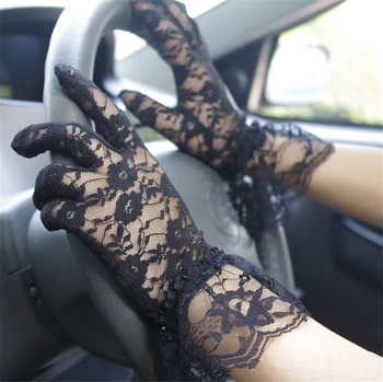 

1 Pair Women's Dedicate Floral Lace Gloves Anti-UV Sexy Lace Gloves Driving Gloves Graceful Lady's Cocktail Party Gloves