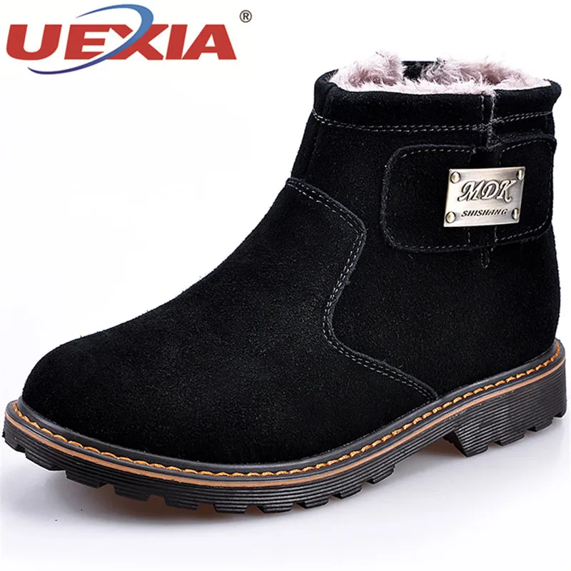 

UEXIA Men Boots with Fur 2018 Warm Snow Winter Boots Work Outdoor Casual Shoes Men Footwear Fashion Rubber Ankle Flats Shoes
