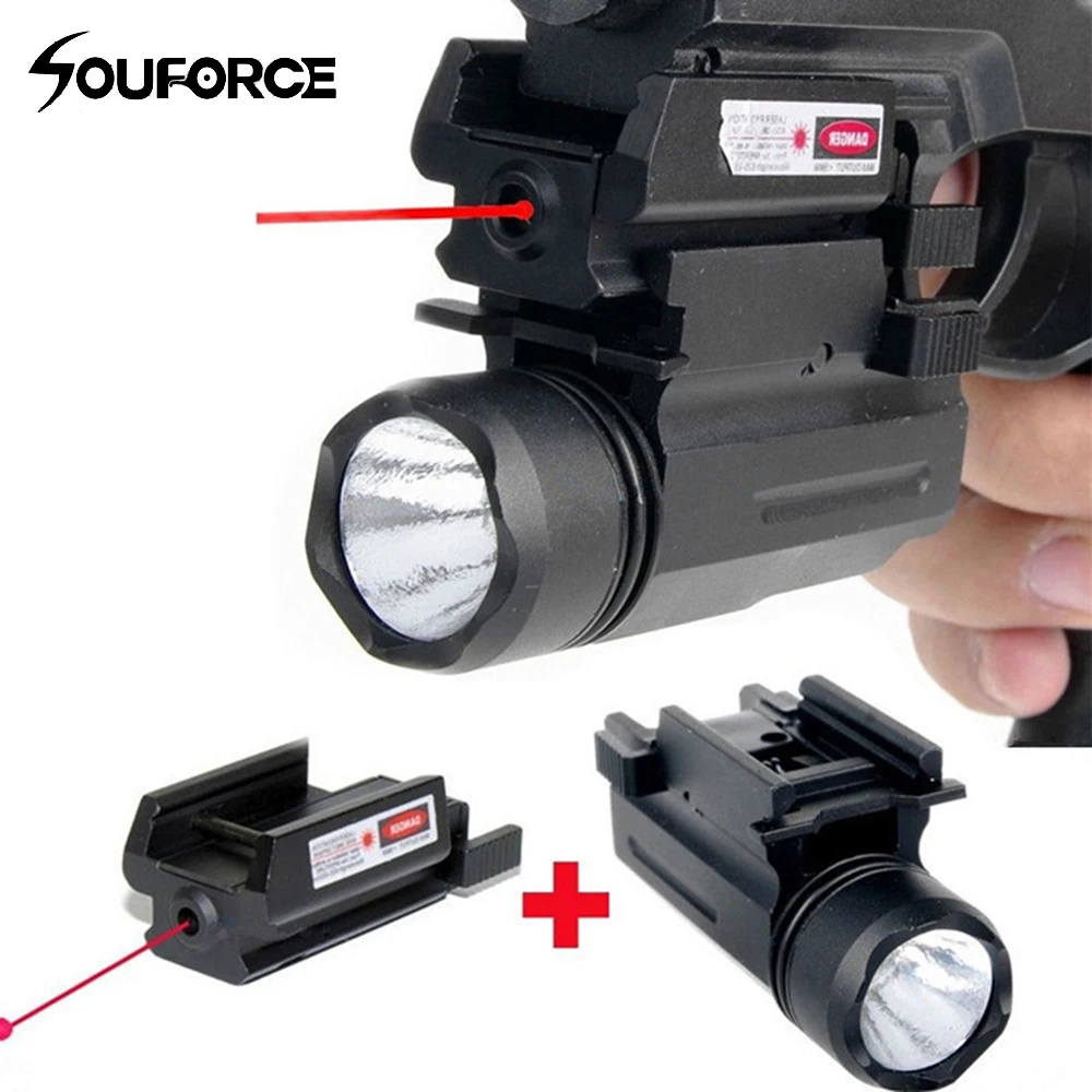 

Tactical Rifle Lights with Red Laser Sight Glock Flashlight Combo Hunting Laser for Pistol Guns Glock 17,19, 22 Series