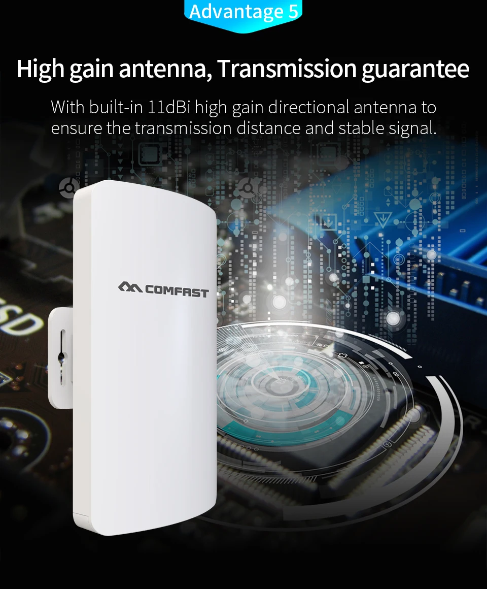 2 шт. COMFAST открытый wifi CPE 300 Мбит/с 5,8 ГГц мини беспроводной AP мост точка доступа 11dBi Wi-Fi антенна 802.11a/an наностанция