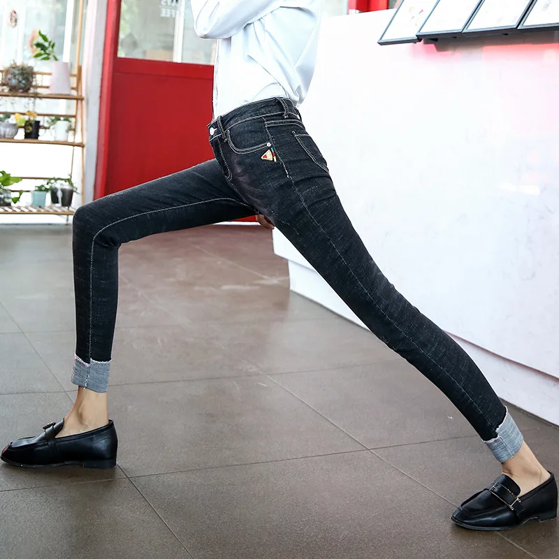 Модные узкие джинсовые брюки-карандаш, джинсы с дырками, кружевные лоскутные женские брюки, брюки больших размеров для женщин, 2NC001-008