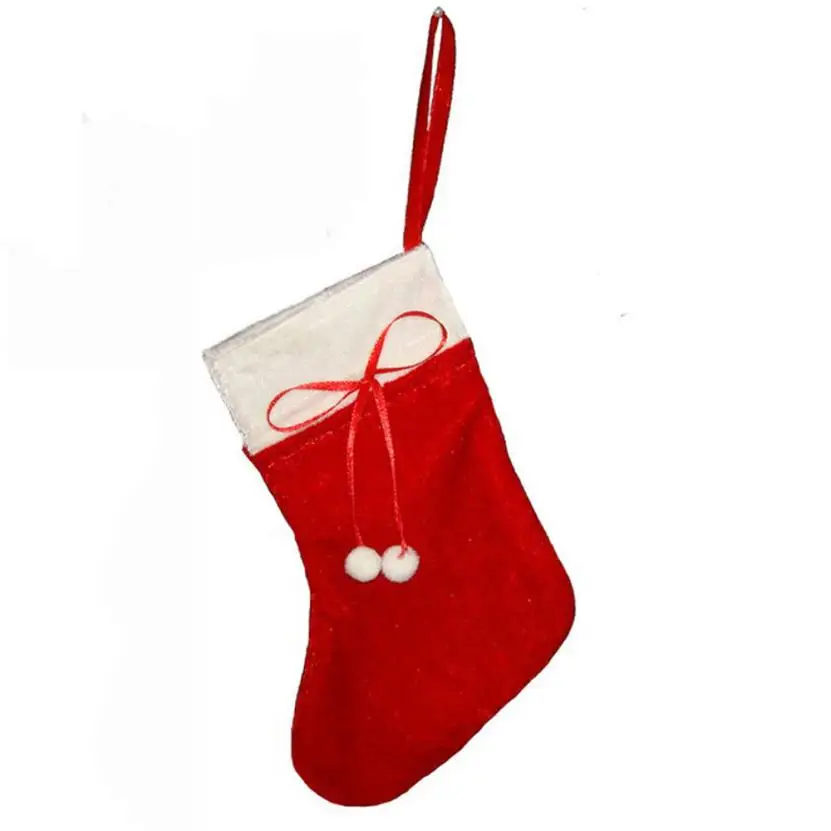 Квалифицированные челнока 1PC нетканый материал рождественские носки для малышей; Детские хранения мешок для конфет Рождество украшение для дома с рисунком Санты D36SE6 - Цвет: Красный