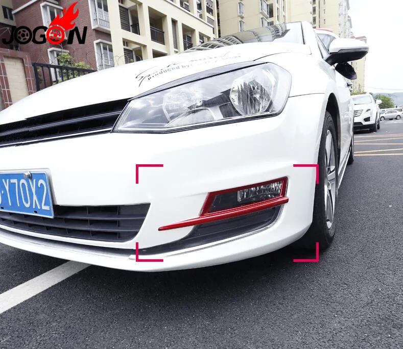 

2pcs Accessories NEW! ABS Chrome 2pcs RED Front fog lights Cover For VW GOLF 7 MK7 2014-2017