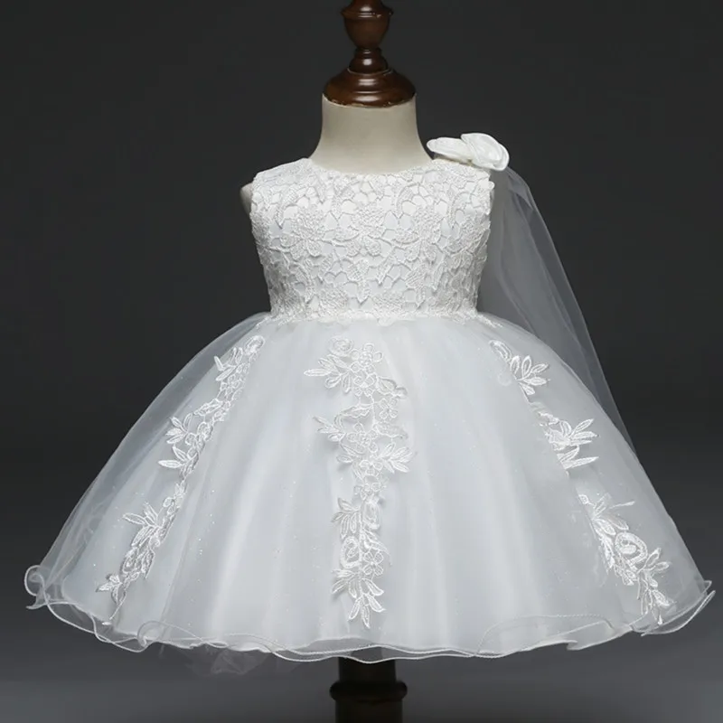 Платье для новорожденных; кружевное платье с цветочным узором для крещения; одежда принцессы для маленьких девочек 0-2 лет; праздничная одежда для малышей