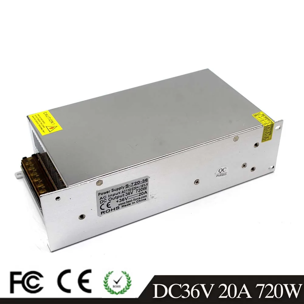 

DC Power Supply 36V 20A 720w Switch Driver Transformer AC110V 220V to DC36V Power Supplies for CCTV Motors 3D Printer Stepper