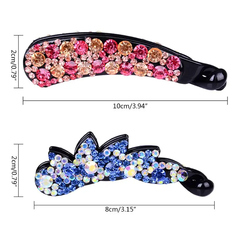 

Hair Clips Crystal Banana Hairpin Horsetail Buckle Vertical Rhinestone Diamond Hair Braider Accessories Headdress for Women Girl