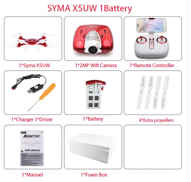 Новейшая модель; SYMA X5UW Дрон 720P WI-FI с видом от первого лица 2MP HD Камера вертолет высота удерживайте один ключ Land 2,4G 4CH 6 оси Квадрокоптер с дистанционным управлением - Цвет: Foam box 1B