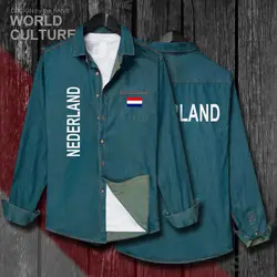 Голландские низкие страны ткань для платья NLD мужские осенние хлопковые джинсы с отложным воротником рубашка с длинным рукавом ковбойская