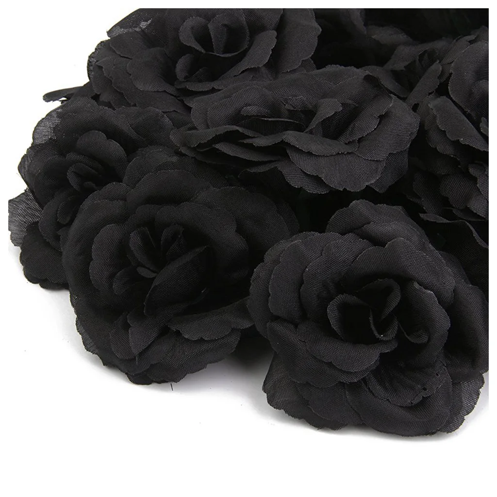 20 Pcs Black Rose Artificial Silk Flower Party Wedding House Office