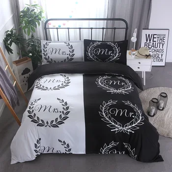 

Black & White Bedding Sets Queen / King Size Double Bed 3pcs Bed Polyester Duvet Cover Set