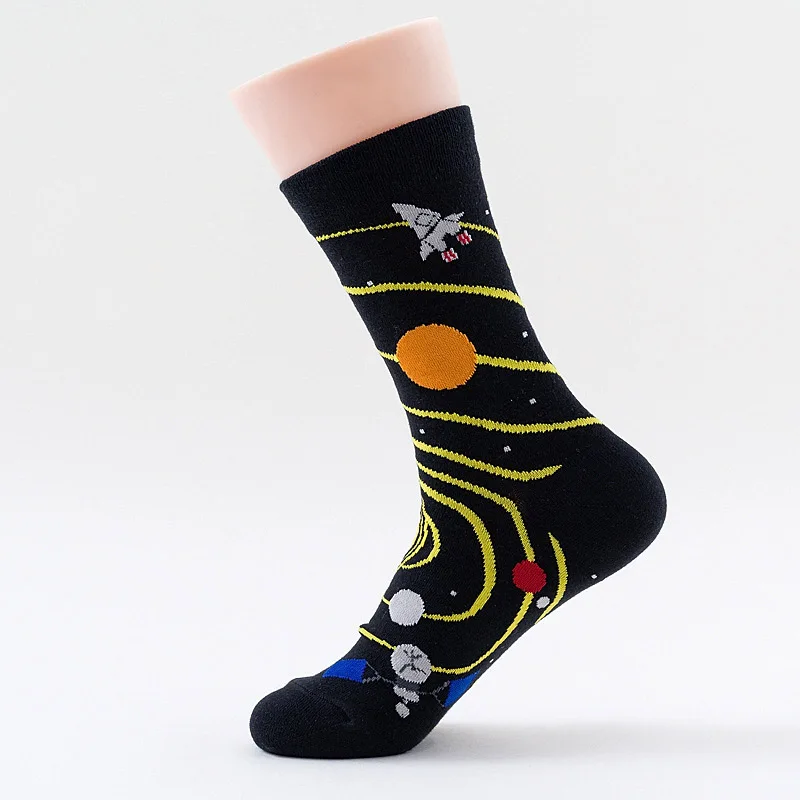 [COSPLACOOL] крутые носки с изображением планеты, женские носки с животными, Harajuku, новинка, Sokken, чёсаные хлопчатобумажные забавные Носки с рисунком, жаккардовые мужские носки
