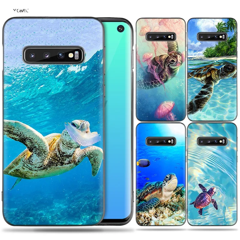 

Silicone Case Coque for Samsung Galaxy S8 S9 S10 Lite Plus S10e 5G S7 Edge S8+ S9+ S10+ Note 8 9 Sea Turtle Aqua