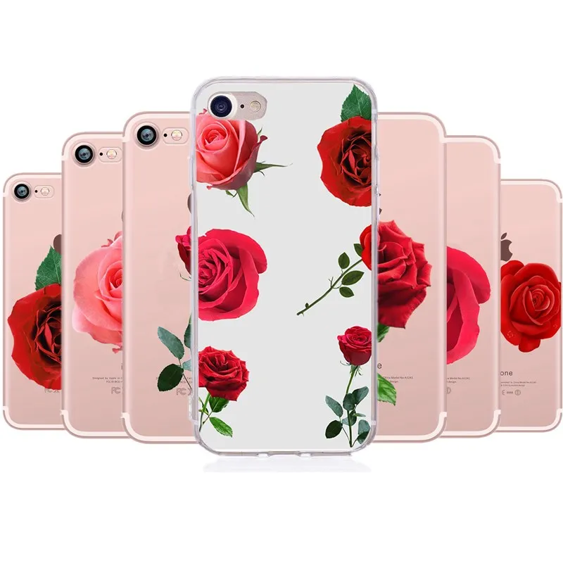 

Cover For iphone 7 8plus Case Luxury Silicon Coque Rose Cover for iphone 7plus 7 8 plus 6 s 6s 5 5s se Funda Capinha Para