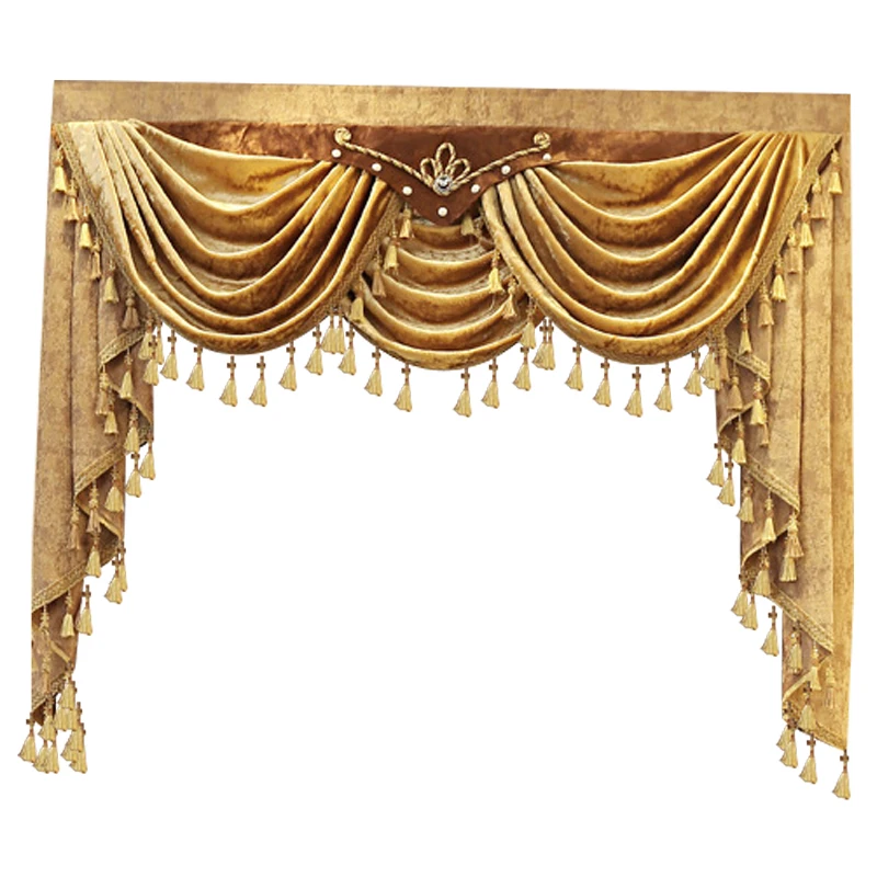 Роскошные европейские шторы Pelmet Valance на окна для гостиной кружевные с бусинами