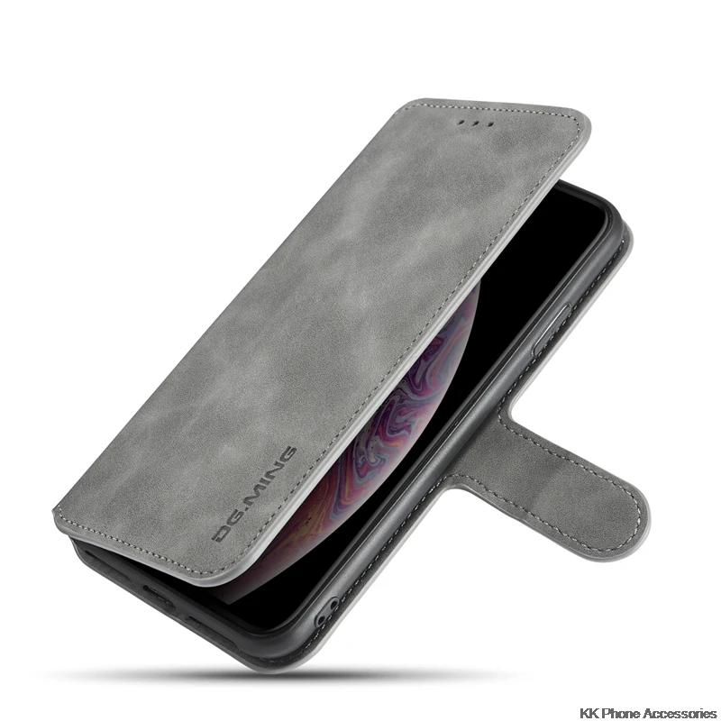 DG.MING Vintage PU Leather Case For iPhone XS Max 11 12 XR Flip Stand Card Slot Magnets Cover For iPhone 7 8 6 6S Plus 8 7 Cases phone cases for iphone 8