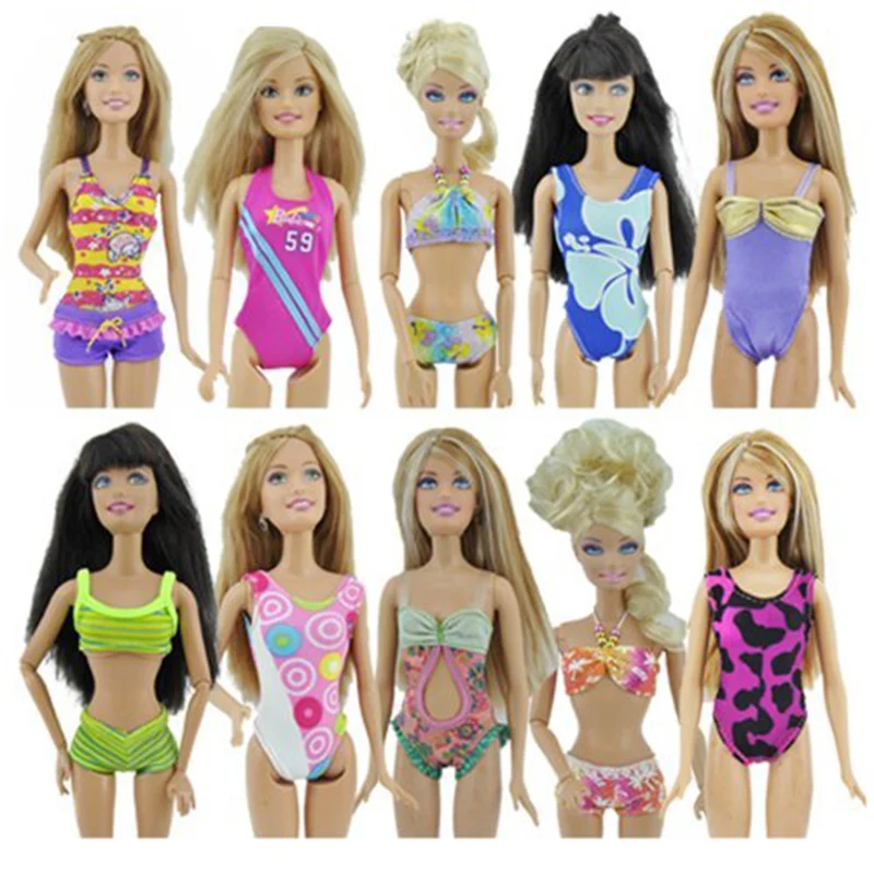 

LeadingStar 5 Sets Handmade Swimwear Beach Bikini Bathing Swimsuits Outfits for Barbie Doll Children Gift Doll Accessories