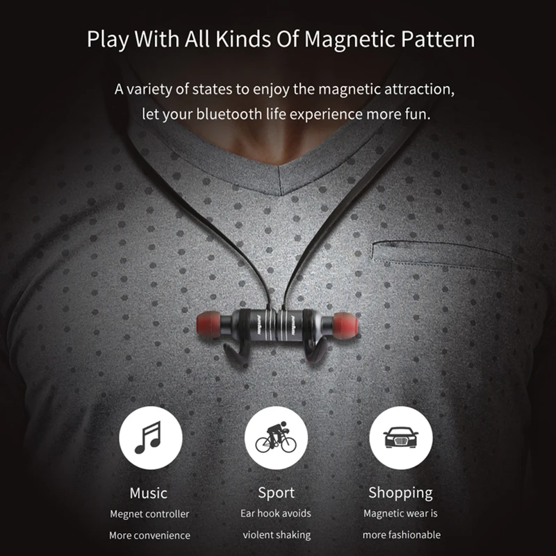 HS1 наушники IPX5 водонепроницаемые магический магнит притяжение Bluetooth 4,1 спортивные наушники с микрофоном Hongsund 12h говорящие