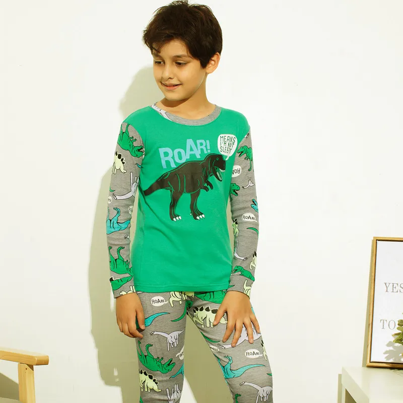 Boy Motorcycle Pajamas Suit Home Wear Casual Clothes Set Long Sleeve Sleepwear