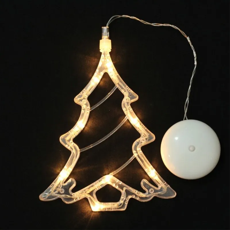 

LED Christmas Decorative Sucker Lamp For Glass Window Home Decor Party New Year Holiday Light Deer Bell Stars Tree Xmas Gift