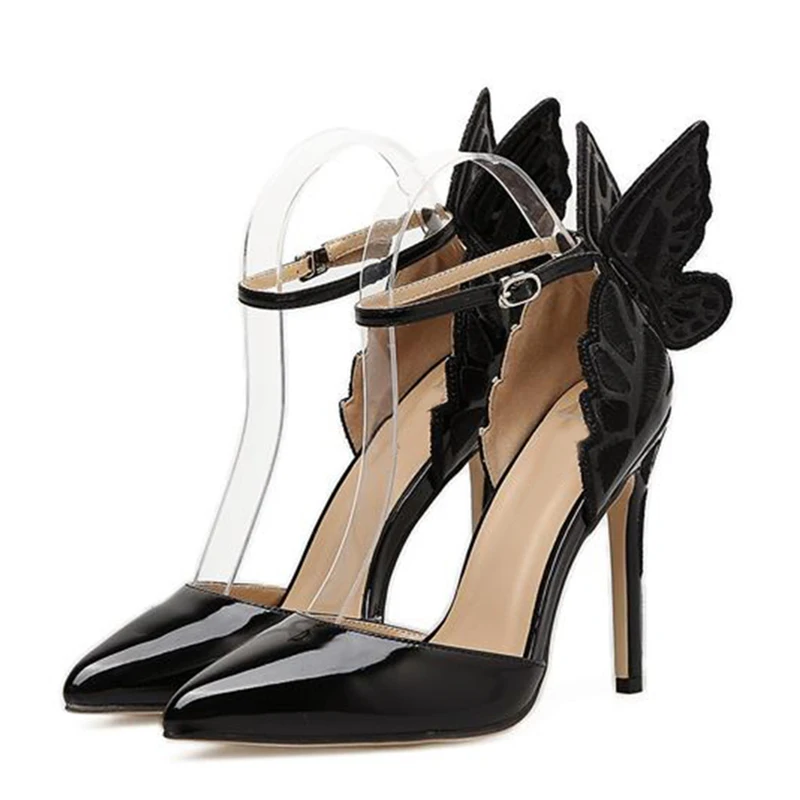 Aneikeh/модные женские туфли-лодочки на ремешке с бабочкой; пикантные женские вечерние туфли с острым носком на высоком каблуке; Размеры 35-40