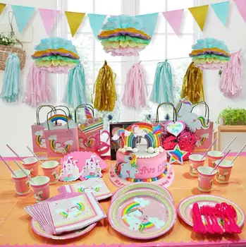 

109pcs\lot Unicorn Themed Package Kids Birthday Decoration Set Theme Party Supplies Baby Birthday Party Pack