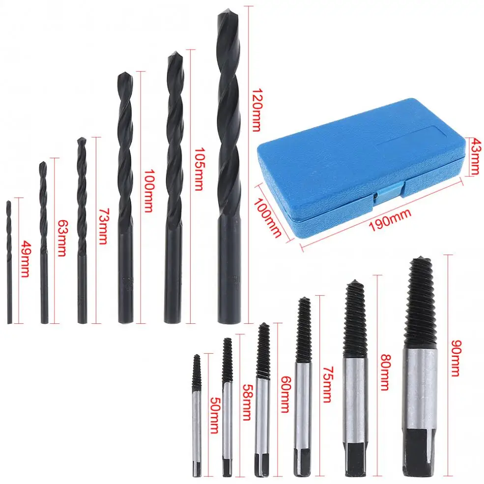 TORO 6pcs Broken Screw Extractor Remover Bolt Easy Remove Out Drill + 6pcs Twist Drill Spiral Drill Bit Set