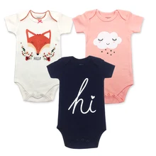 2019 new 3PCS 100% cotton baby body short-sleeved clothing similar jumpsuit printing baby boy girl tights Baby bodysuit 2018 real 100% cotton baby clothing three piece normal boy girl clothessize bodysuit
