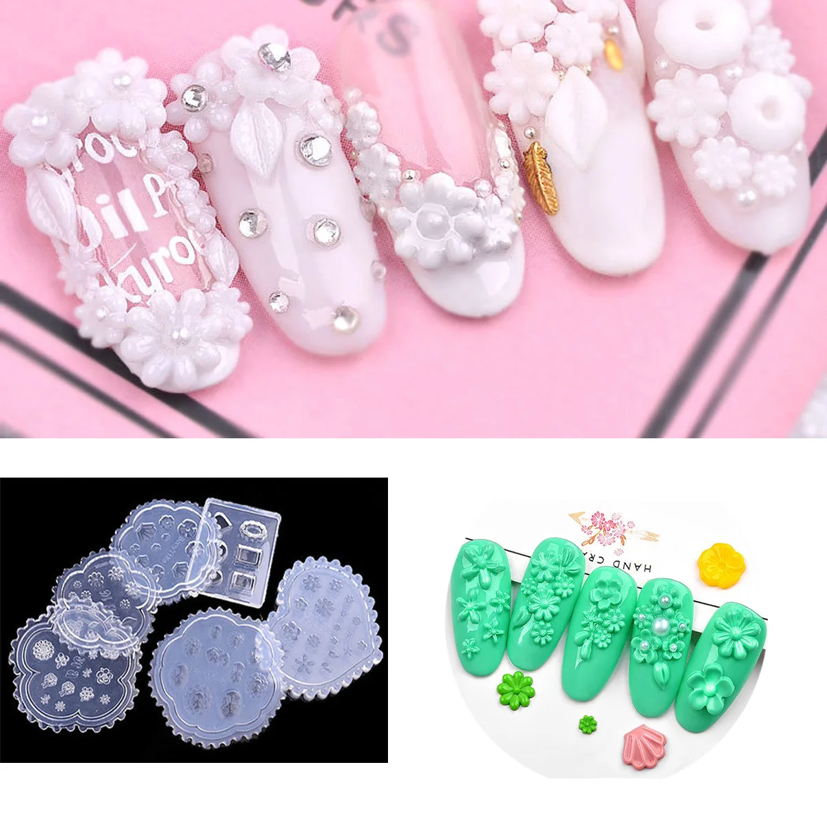 

1Pcs Heart Shape Shell Silicone Mould Nail Templates Daisy Flowers Resin Charms Mold for DIY Making Jewelry Nail Art Mold Design