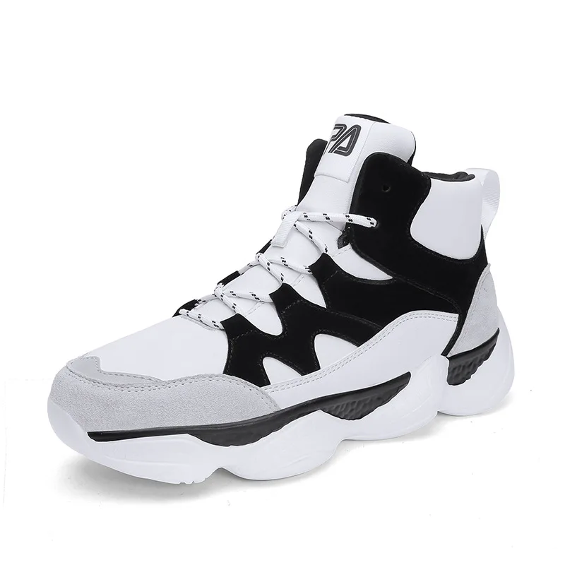 2018 Autumn Winter Men's High   Fashion Cotton Shoes All-match Sports Shoes Men's Leather Casual Shoes