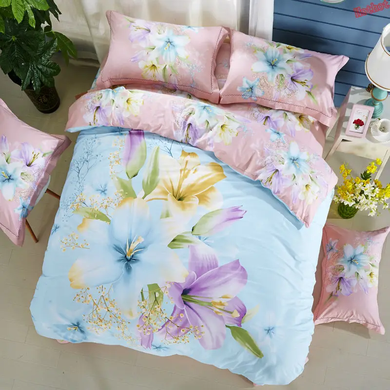 Pastoral large flower cotton four piece cotton Nordic wind simple quilt