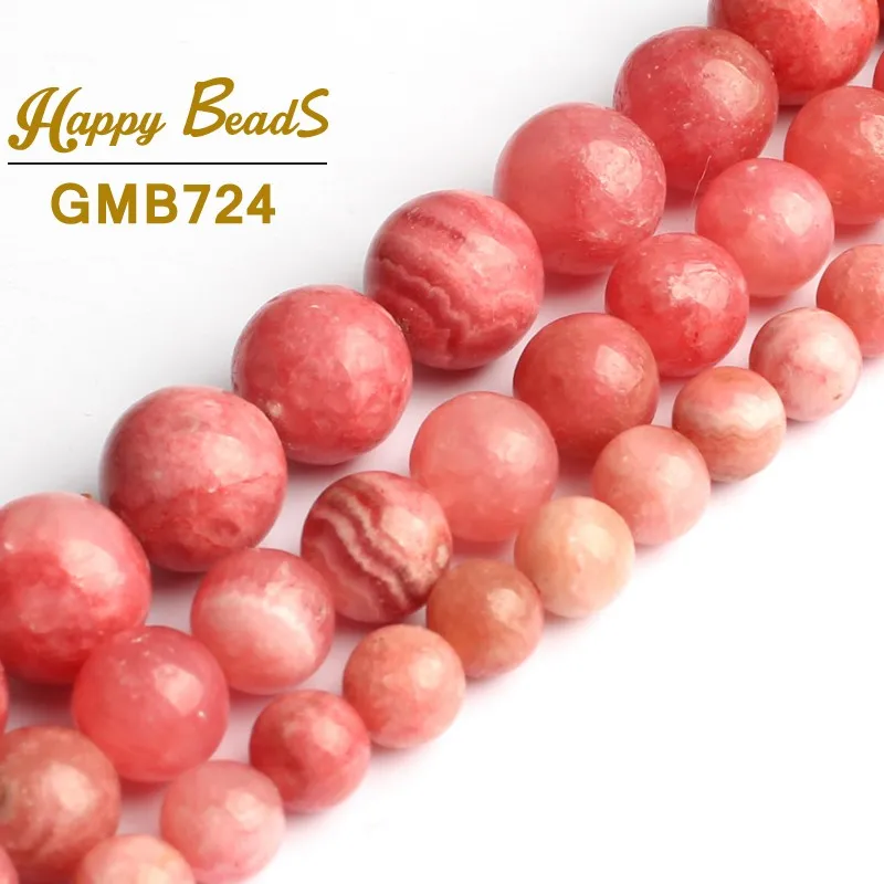 6//8//10mm Natural Smooth Pink Rhodochrosite Round Gemstone Loose Beads 15/" AAA