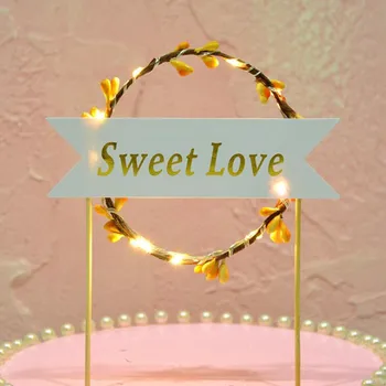 

New Sweet Love LED Glow Flashing Flower Garland Cake Topper Cake Decorating Birthday Party Decoration