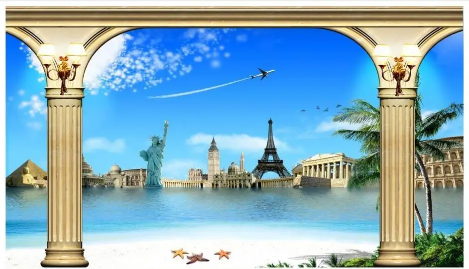 3d фото обои на заказ High end фрески для стен 3 d римская колонна за Пляжный Пейзаж