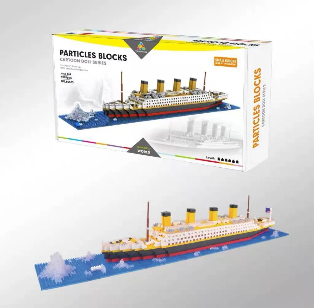 

1860 pcs NO match legoeings RS titanic cruise ship model boat DIY building Diamond Blocks Kit children kids toys Christmas gifts