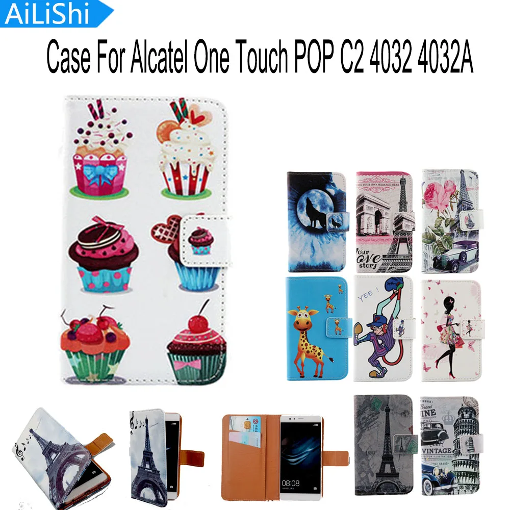 

AiLiShi Flip Cover Skin Pouch With Card Slot PU Leather Case Phone Case For Alcatel One Touch POP C2 4032 4032A 4032D 4032X
