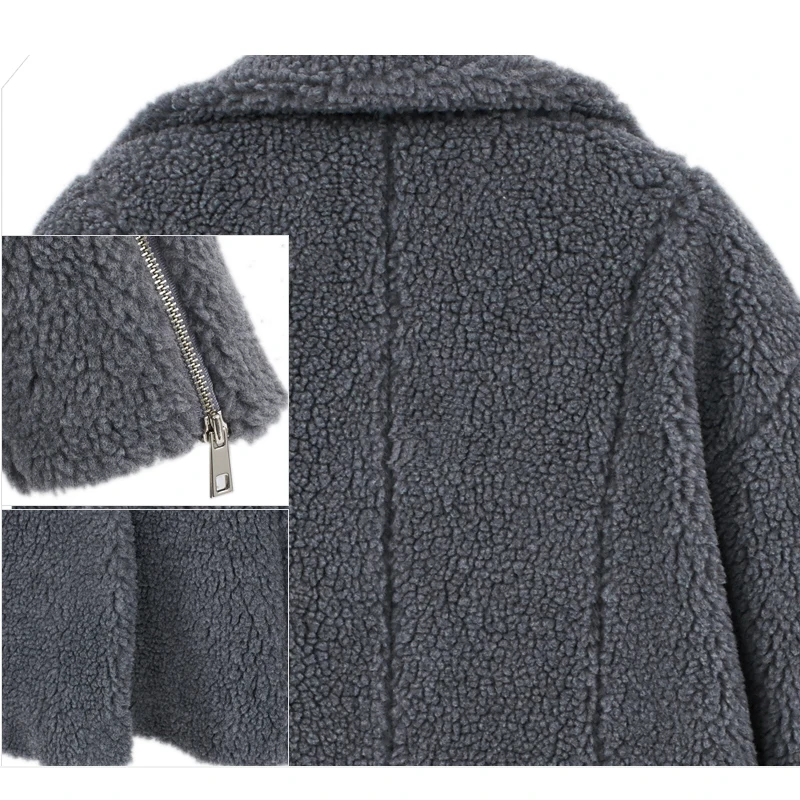 2018 Winter Coat Women Turn-down Collar Long Sleeve Covered Button Loose Long Lamb Coats Outerwear casaco feminino