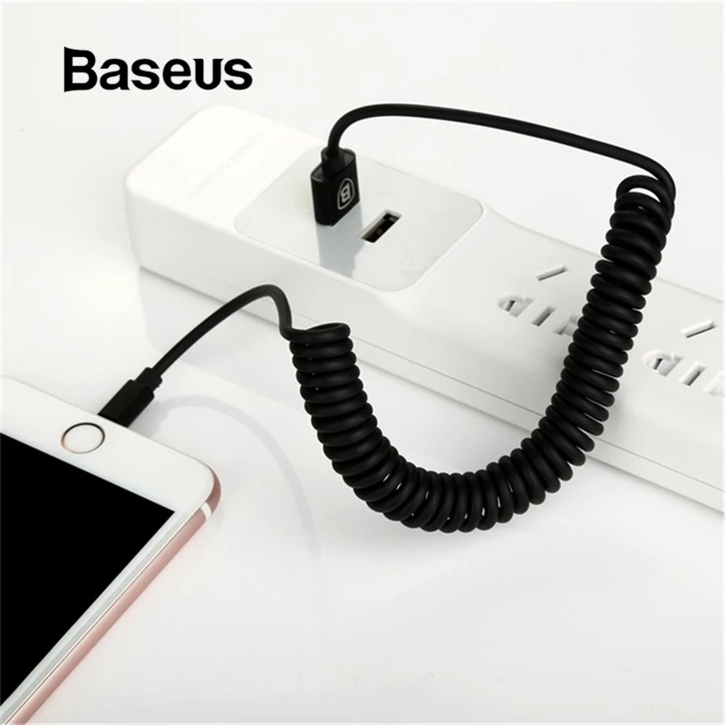 

Baseus Retractable Spring 8pin Charging Cable Data Sync USB Charger Cable For iPhone X 8 7 6 5 iPad IOS 9 10 11 Data Sync Cable