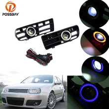 POSSBAY Bianco/Rosso/Blu Della Luce di Nebbia Paraurti Anteriore Fari alogeni di profondità Auto DRL Daytime Corsa e Jogging Luci di Guida per VW GOLF GTI MK4 1998-2006