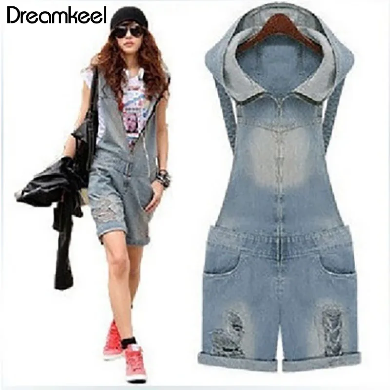 

Hole Jumpsuits Ripped Jeans Overalls Suspender Trousers Shorts Outdoors Hooded Romper Jumpsuits for Women Women's Denims Pants Y