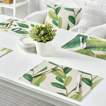 

Cotton linen sheets and flower tablecloth fashionable dining table disc pads table mat cup holder pad non-slip fabric pad pad