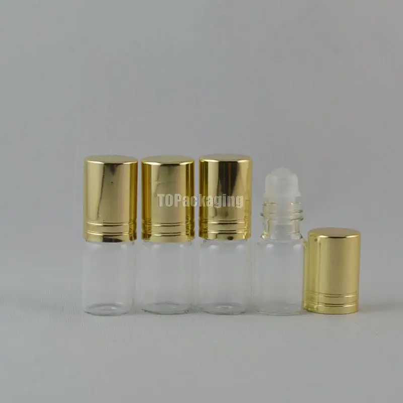 50PCS/LOT 3ML Roll On Bottle,Clear Glass Serum Bottle,Small Empty