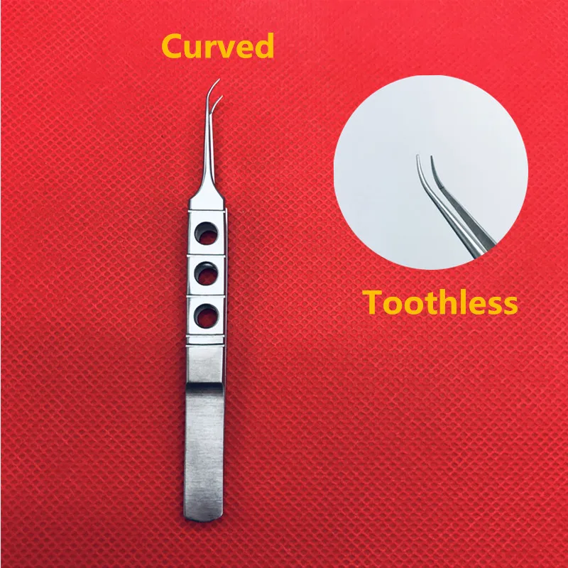 1 шт. микрос из нержавеющей стали 11 см ласточковый прямой/изгиб головки Пинцет платформы офтальмологические щипцы - Цвет: Elbow   Toothless